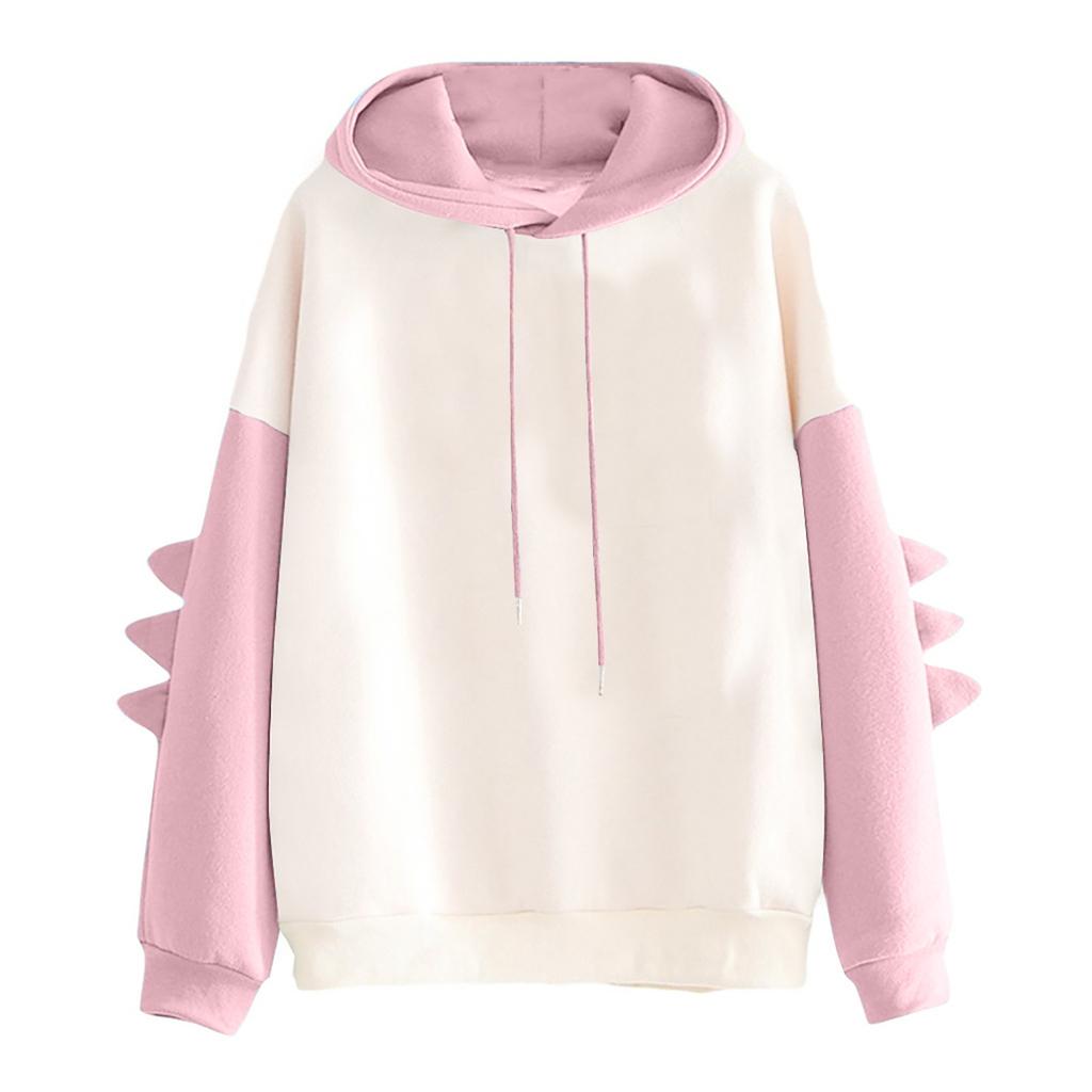 Fashion Women Casual Solid Color Long Sleeve Splice Sweatshirt Tops