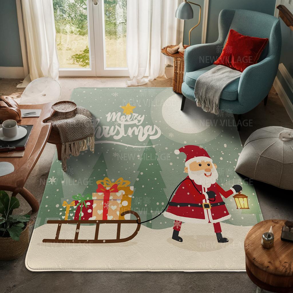 House Entrance Carpet Home Door Mat Living Room Bath Foot Bathroom Non-slip Water Absorption Rugs Bath Merry Christmas Winter