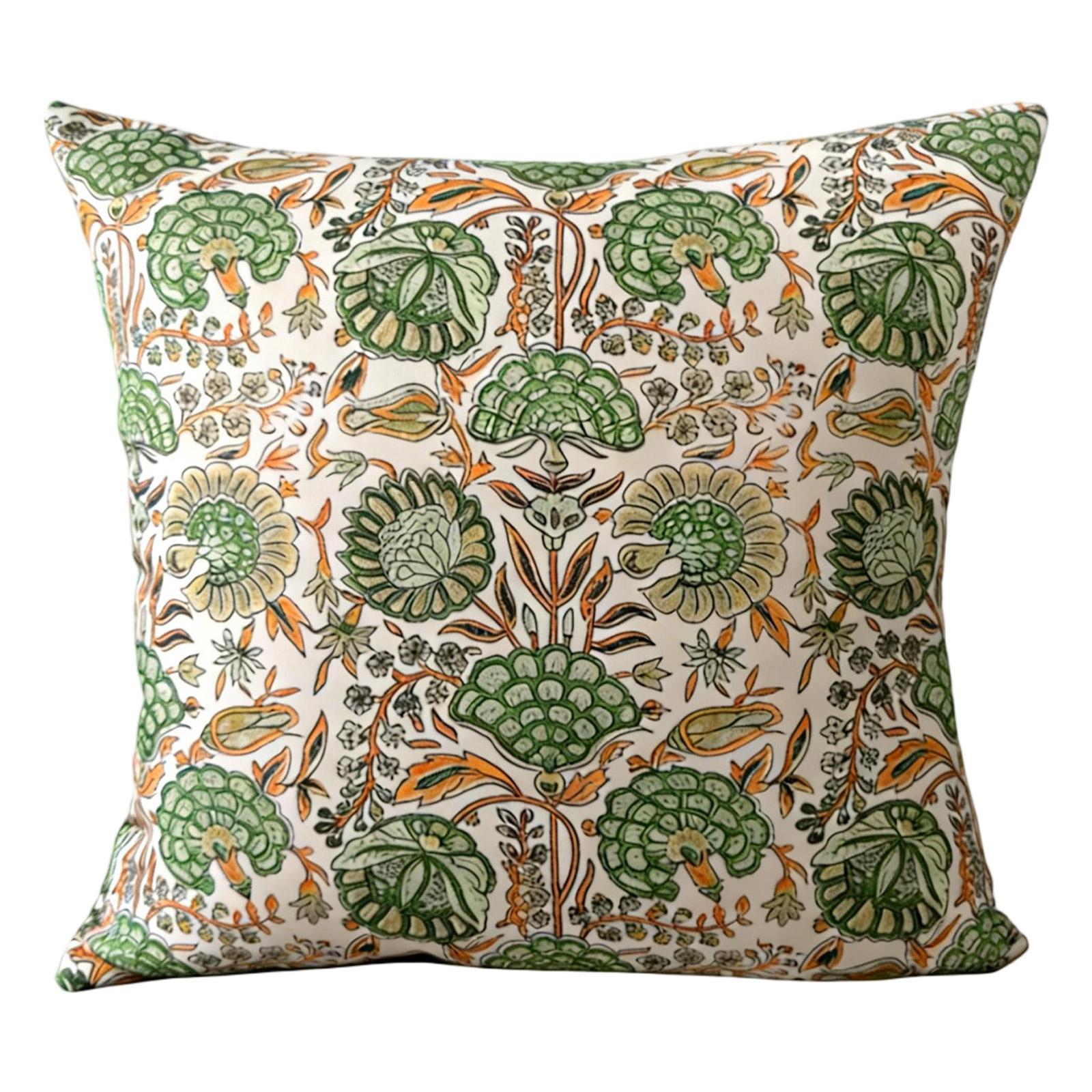Green Embroidered Pillowcase, High-end Sofa/bedside Cushion Cover Pillow Insert Not Included One Size