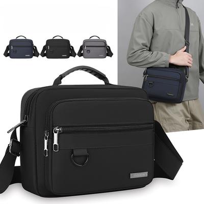 Men's Anti-Theft Business Shoulder Bag - Durable Office Briefcase with Multiple Zipper Pockets
