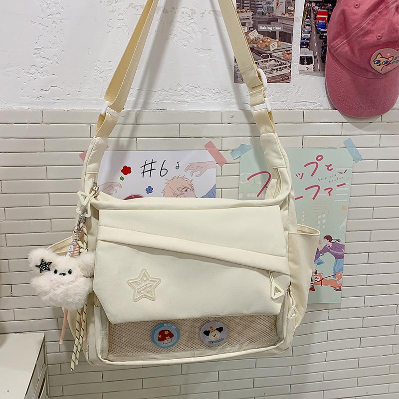YIRAN ring Crossbody Tas Japans Ins Grote capaciteit Veelzijdige Messenger Bag Effen Kleur Transparant Casual Schoudertas voor Dames .