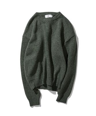 WEST GRAND BOULEVARD Semi-Over Wool Blended Knit Moss Green