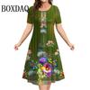 Summer Women Dresses Ethnic Fashion Plus Size Dresses Short Sleeve Elegant Loose Retro Ladies Dresses Casual 3D Printed Clothing