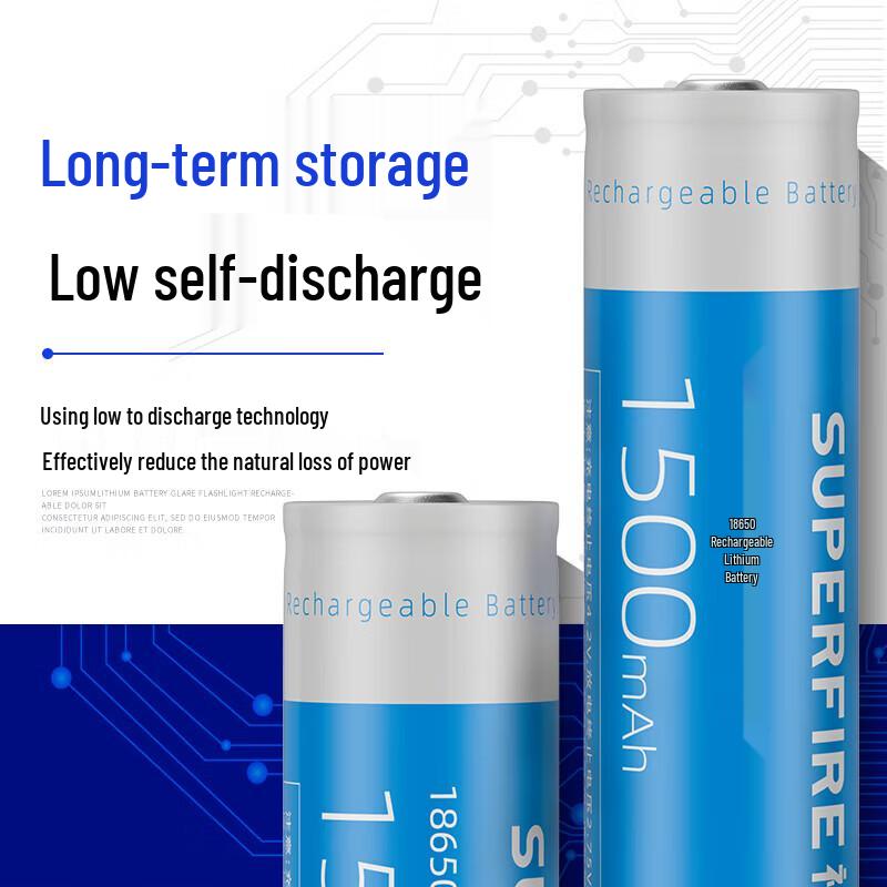 Superfire AB1 1500mAh 18650 Rechargeable Lithium Battery