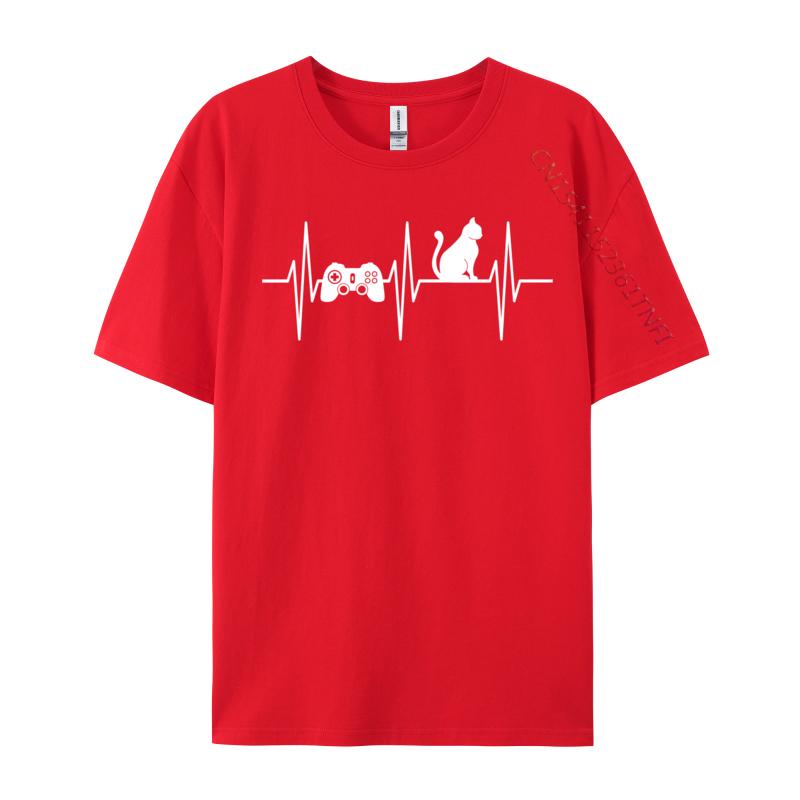 Gamer Ca Gaming Cat Lover Heartbeat Video Gaming Funny Halloween Unisexs T Shirt Classic Tees Funky Tops Tees Free Shipping