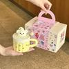 Cute cartoon yellow bear ceramic mug with lid spoon large capacity drinking cup birthday gift practical for girls