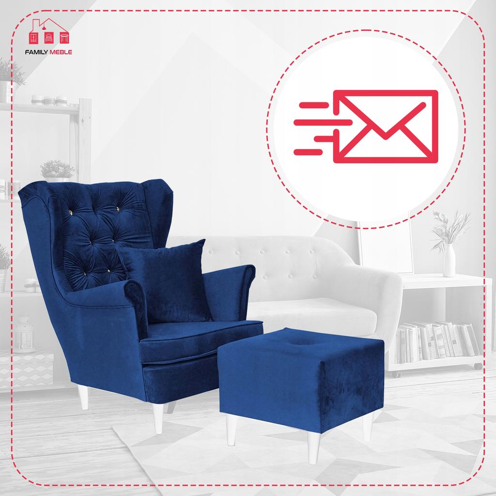 Gaja Wing Chair with Footrest Scandinavian Family Meble Velvet Velvet