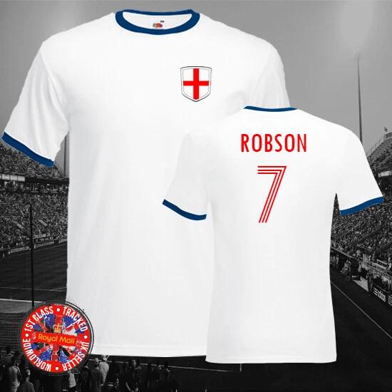 England Robson Football Ringer Retro T-shirt World Cup Euros Gift M