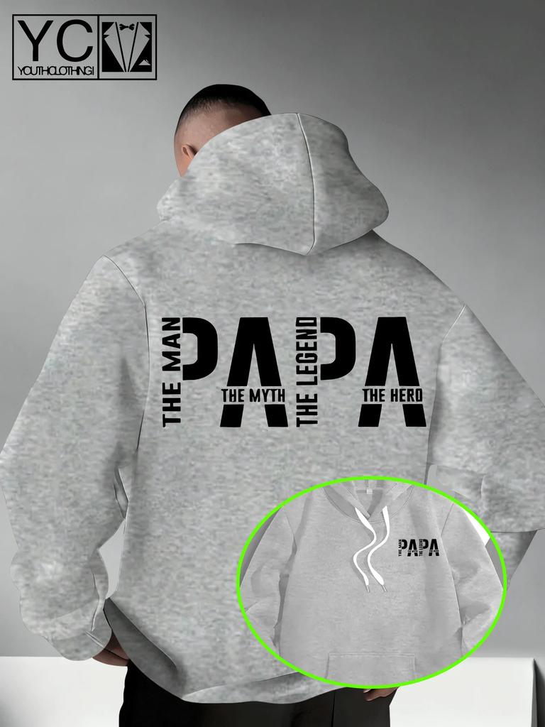 Men Papa The Man The Myth Sports Hoodie Father Gift Text Print Black