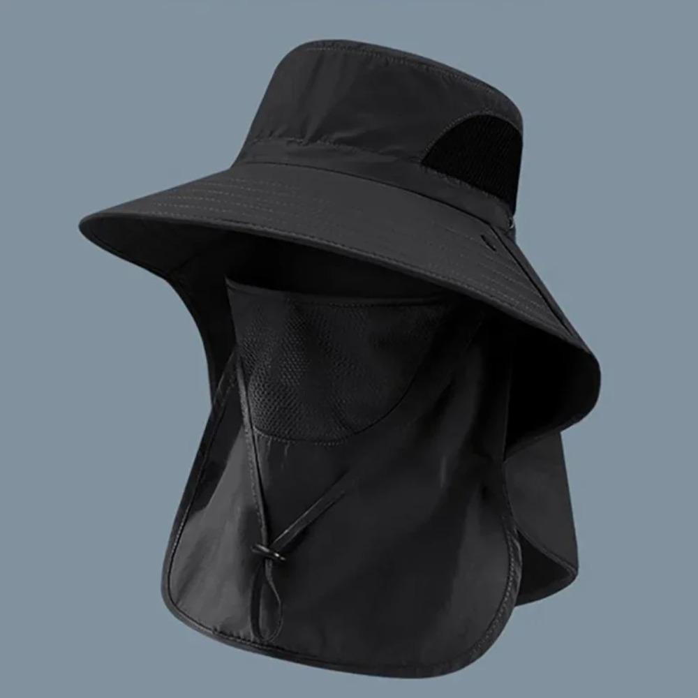Unisex Summer Wide Brim Waterproof Quick-Drying Panama Caps Outdoor Visor Bucket Hats Mesh Breathable Sun Hat With Neck Flap