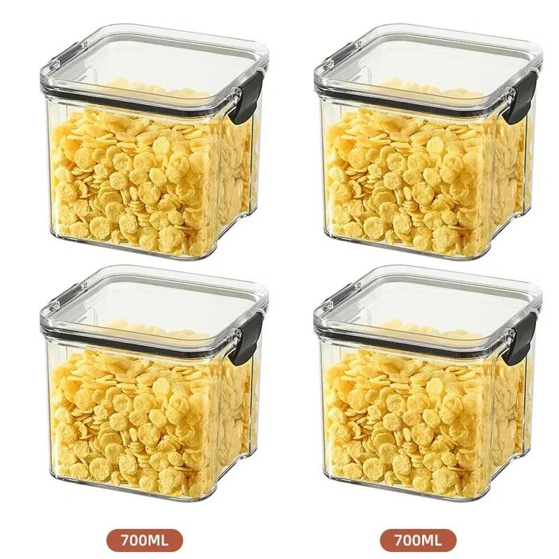 460/700/950/1300/1800ml Tjock Förseglad Förvaringstank Transparent Fyrkantig Förvaringslåda för Torkad Frukt Kök Spannmålsförvaringsburk Behållare