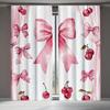 Bow Cherry Print Curtains Cute Design Princess Living Room Decor Curtain Polyester Machine Washable Perfect For Area