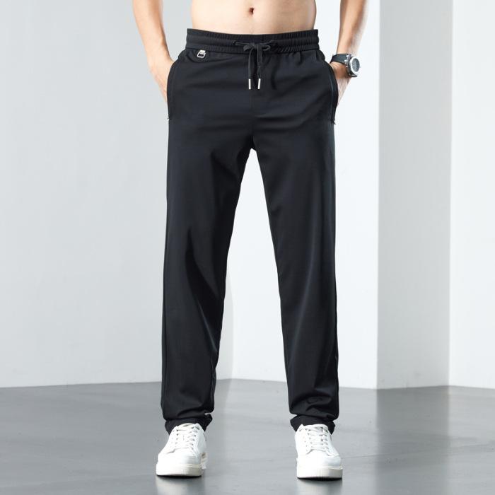 Mulberry silk sports casual pants men's high-end business small pants vertical loose straight ice silk pants casual pants men