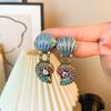 Vibrant Rhinestone Pearl Necklace & Marine Life Tassel Earrings Set