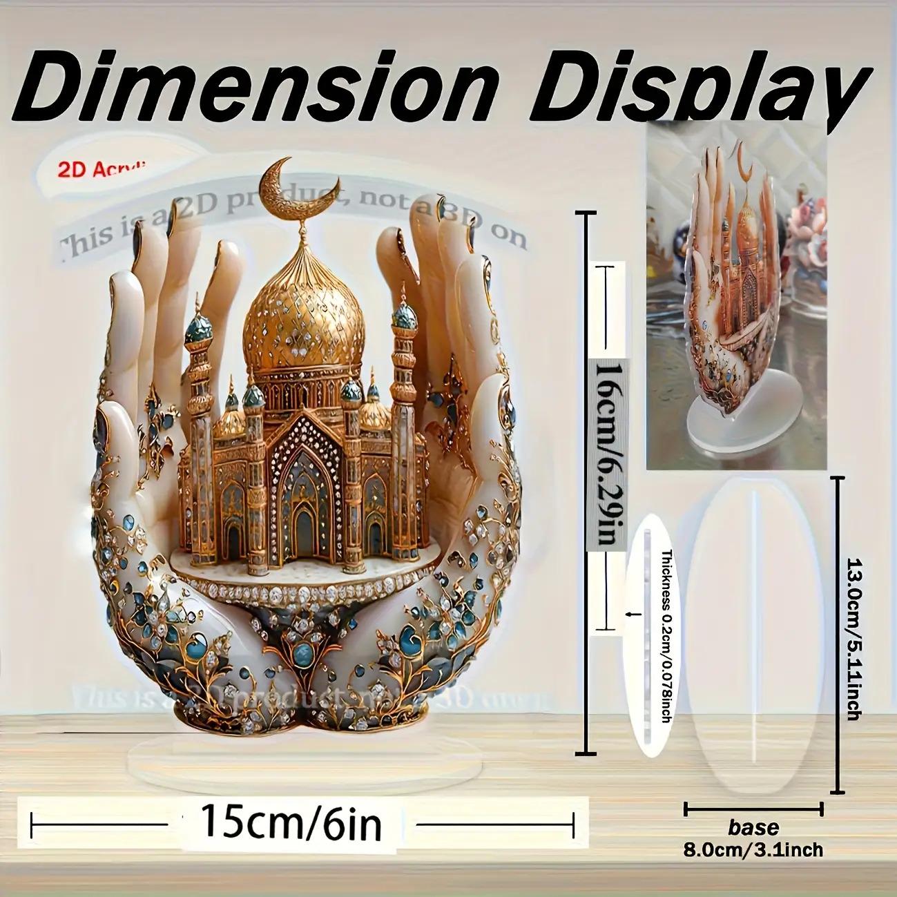 

1Pcs 2D Elegant Islamic Architectural Decoration Acrylic Ornament Ramadan Table Decoration Home Decoration Gift