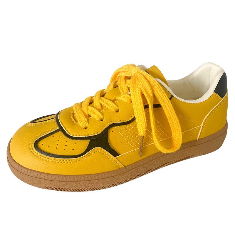 

B-9360 niche German training shoes women s autumn 2024 new flat-bottomed lace-up white shoes ins trendy casual board shoes 35 имбирный