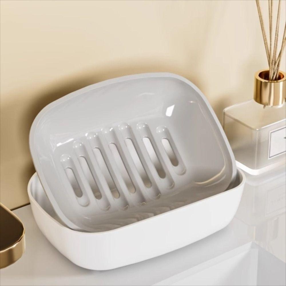 Plastic Soap Box Double-Layer Soap Storage Holder Portable Draining Soap Shelf  Home Bathroom