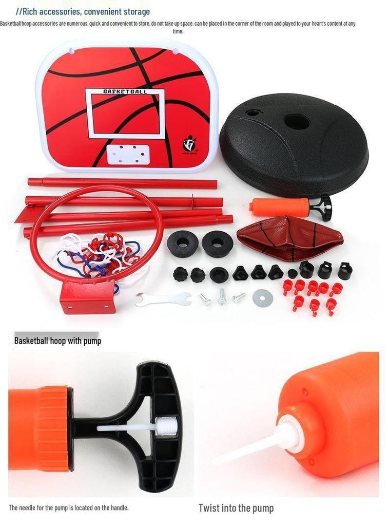 Adjustable Indoor Basketball Hoop for Children (Ages 3-6) with Leather Ball