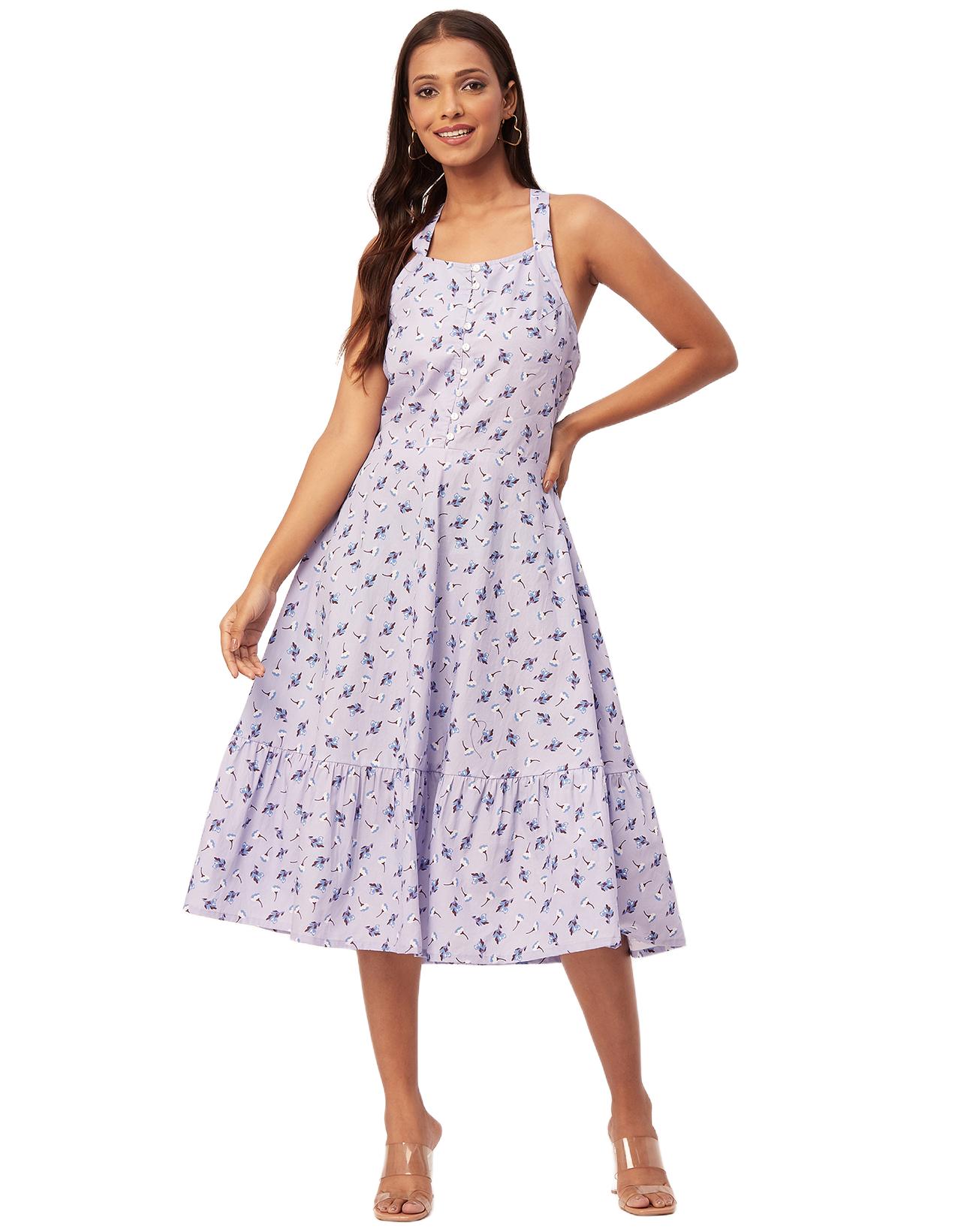 

Багатоярусна сукня з принтом Moomaya з перехресною спиною, коротка сукня для курортного одягу для XXL фіолетовий