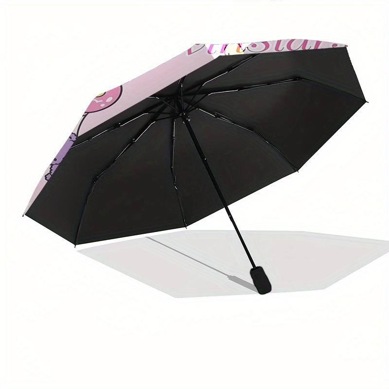 Little Twin Stars,Sanrio Automatic Folding Umbrella Simple 8 Rib Design, Bright Cartoon Pattern, Durable Iron Frame, Suitable For Travel, Ou