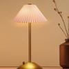 Pleated Vintage Desk Lamp, Bedroom Charging 3-Color Bedside Lamp, Gold Color