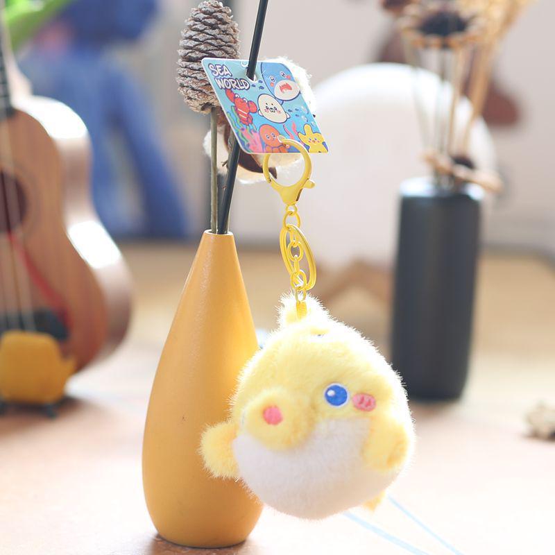 Adorable Marine Animal Plush Keychain: Crab, Lobster, Jellyfish, Shark Bag Charm Souvenir