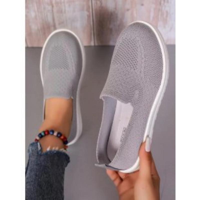 

Женские дышащие туфли на плоской подошве с одним ремешком, из крупной летучей ткани, легкие, для ленивой ходьбы, типа кед, желаю 43 серый
