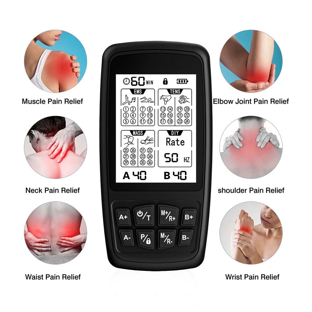37-Mode TENS Unit EMS Muscle Stimulator , 40 Intensity, Rechargeable, 1-120Hz Frequency, Massager for Neck Back Massage Devices