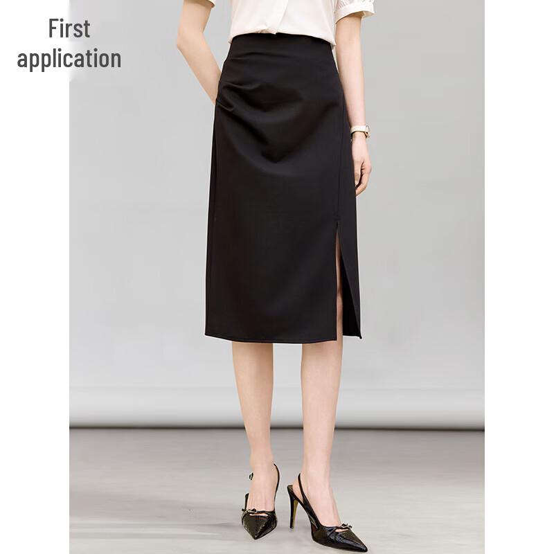 Women s High-Waist Pleated Slit Midi Skirt S