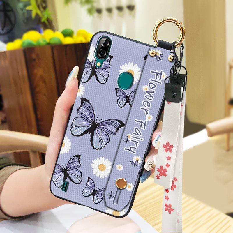 Oil Painting Waterproof Phone Case For Blackview A60 Pro Flower Durable Shockproof Phone Holder Wristband Fashion Design