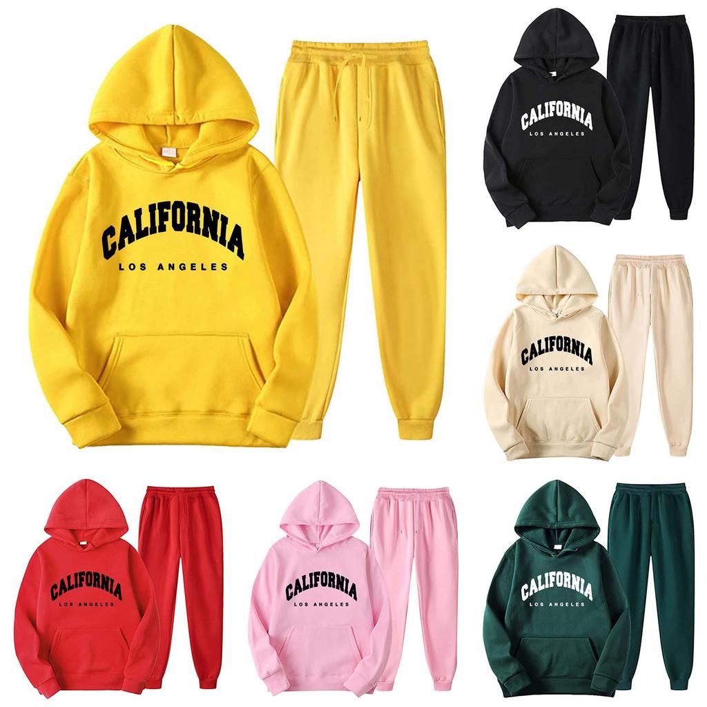 Spring and Autumn Sweater Set Sports Casual Pullover Hoodie Letter Printed Sweater Sweatpants Cover