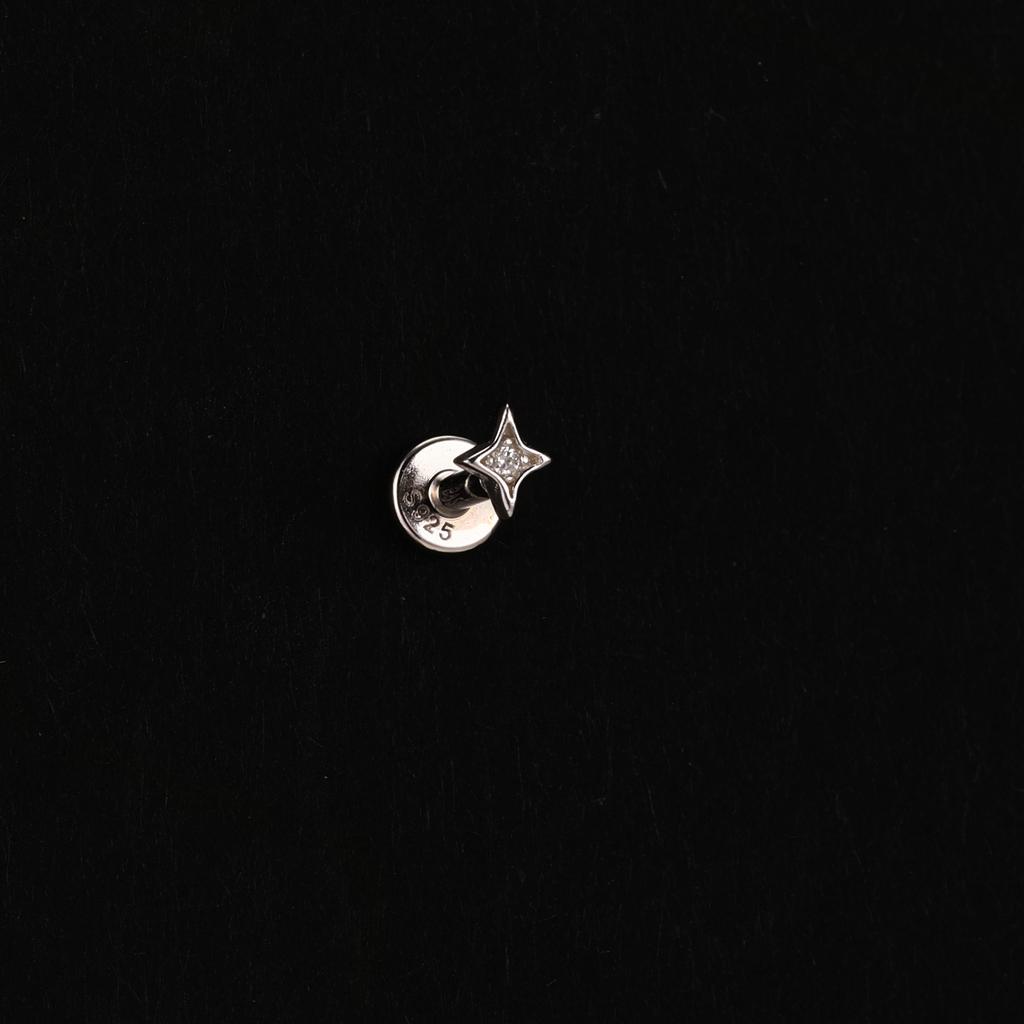 AIDE Coração Bola Redonda Hélice Plana Brinco Piercing Prata Esterlina 925 Tarraxas Geométricas Zircônia Exquisite Adorno Tarraxas Brincos