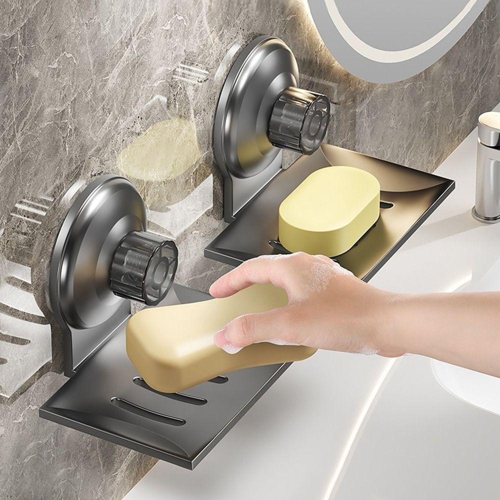 Wall Mounted Soap Box Suction Cup Soap Container Tray Soap Dish  Bathroom Kitchen Sink Organizer