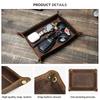 Genuine Leather Storage Trays Cowhide Square Tray Key Wallet Coin Organizer Home Office Desktop Storage Sundries Box