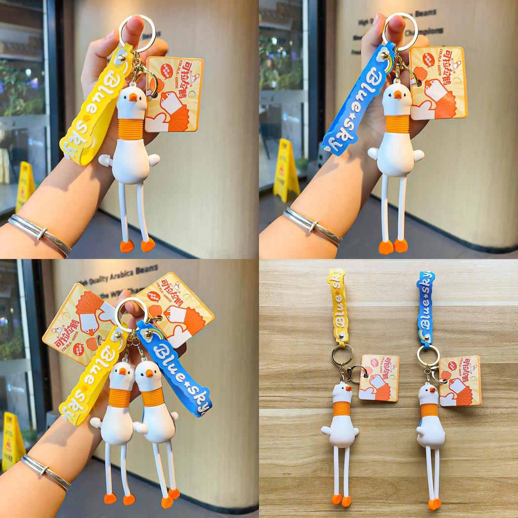Charming Stretchy Neck Goose Keychain Silicone Accessory For Bags And Cars