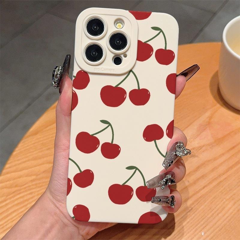 Cherries are suitable for Apple 17 mobile phone case iPhone16/15/14 simple 13promax anti-drop 12/11 soft 7