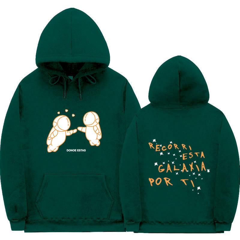 Außenhandel neue Mode Druck Doppel-Astronaut Kapuzenpullover Lockerer Pullover Freizeit Herren und Damen Freizeit Sportpullover