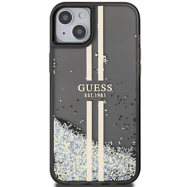 Guess Guhcp15Mlfcsegk Iphone 15 Plus / 14 Plus 6.7 Czarny/Black Hardcase Liquid Glitter Gold Stripes