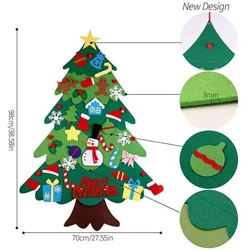 DIY Felt Christmas Tree Ornaments Handmade Hanging Decor for Kids Room Door Wall Xmas Party Gift Set