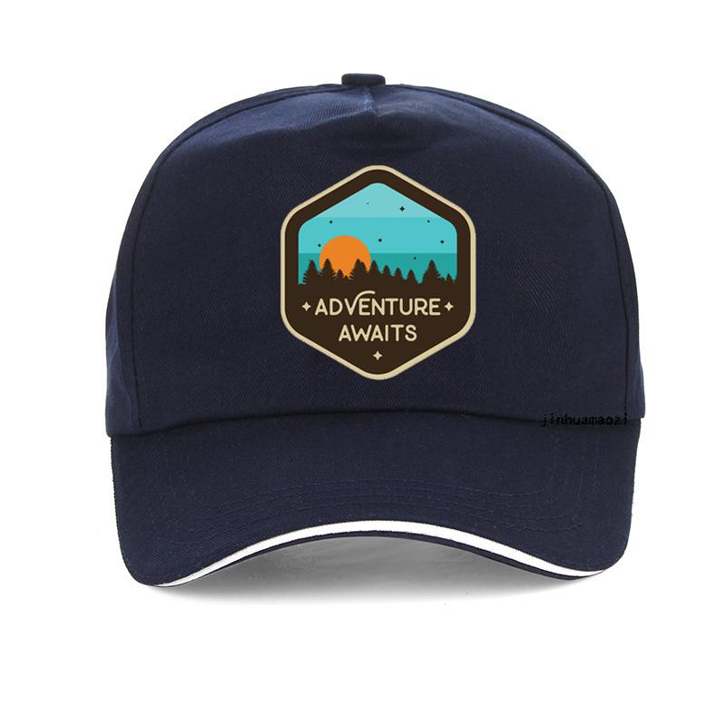 Outdoor Adventure Awaits Sunset Camping Trip Logo Baseball Cap Dad Caps Unisex Adjustable Snapback Hat Bone