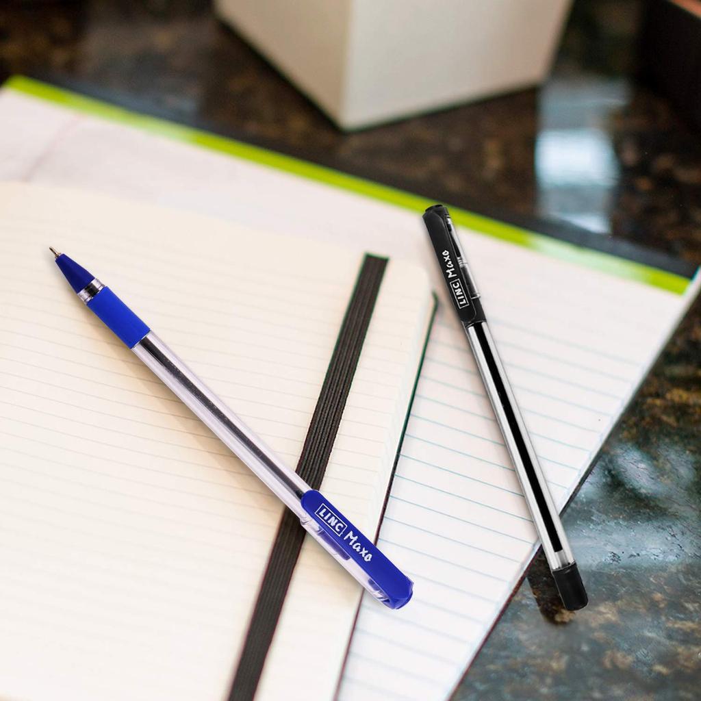 Linc Maxo Fine 0,7 mm Kulspetspenna Rött Bläck Mjuk Skrivning Snabbt Bläckflöde för Kontor Skola Hemarbete Bekvämt Grepp Förpackning med 1 X 25 st