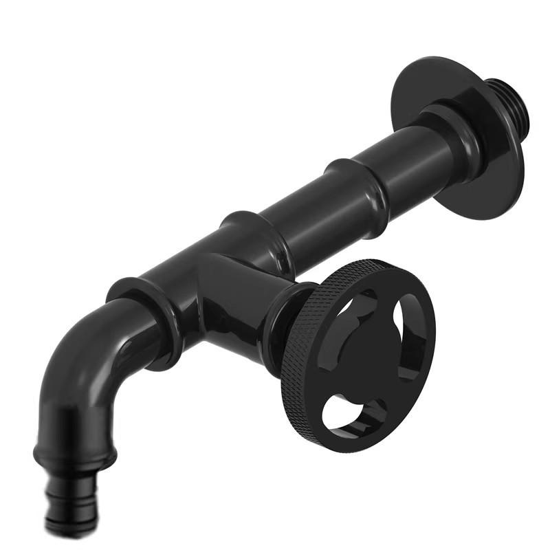 Rubinetto a Vite Retro Euro Nero Opaco Rubinetto Lavatrice Rubinetto WC Mocio Piccolo Rubinetto a Muro Rubinetto Esterno Giardino 1/2