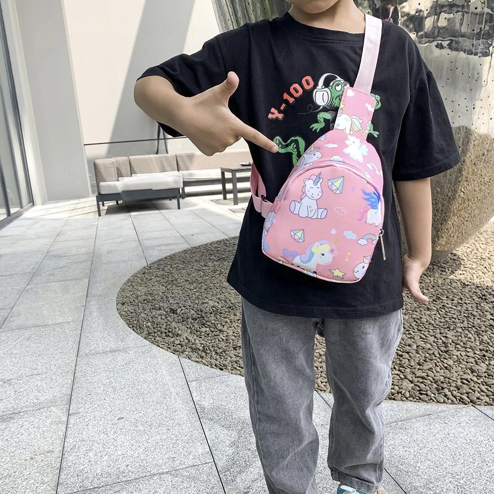 Kinder Brusttasche Dinosaurier Horn Pferd Druck Rucksack Kinder Niedliche Cartoon Schultertasche Mini Umhängetasche Lässige Geldbörse für Kinder