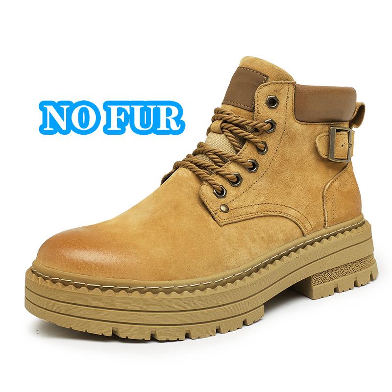 New Suede Leather Men's High Top Shoes Outdoor Fashion Ankle Boots Hiking Shoes Men Casual Shoes Retro Motorcycle Boots Sneakers