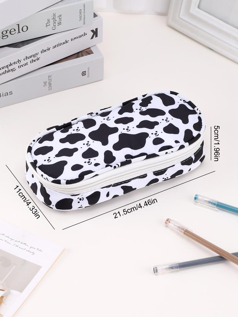 Cow Pencil Case Multi-Layered High-Capacity Pencil Pouch Gift Office School Stationery Back-To-School Stationery Pencil Case