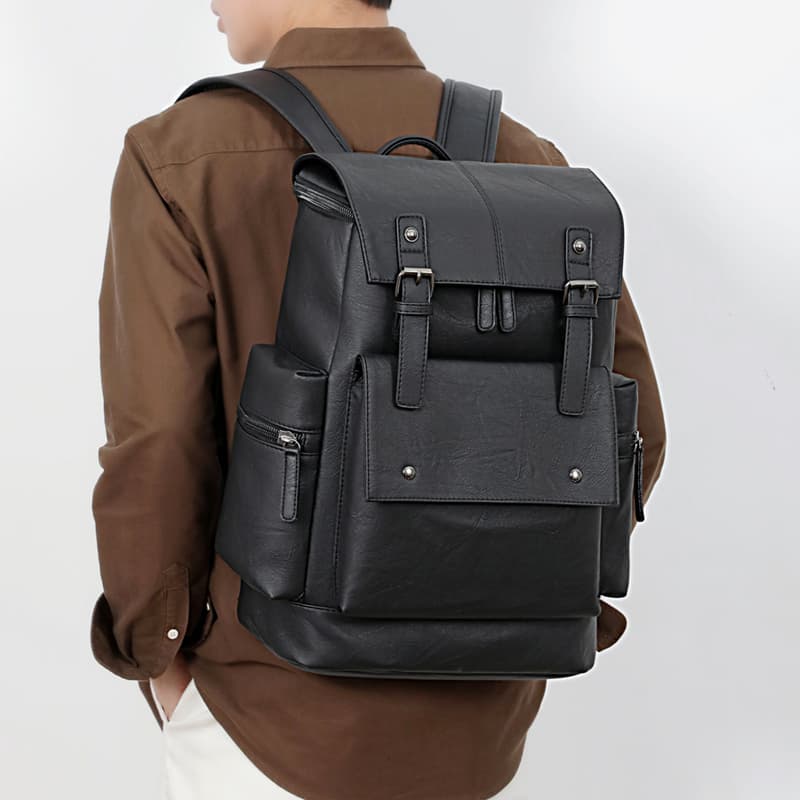 Vintage flap backpack large capacity computer backpack