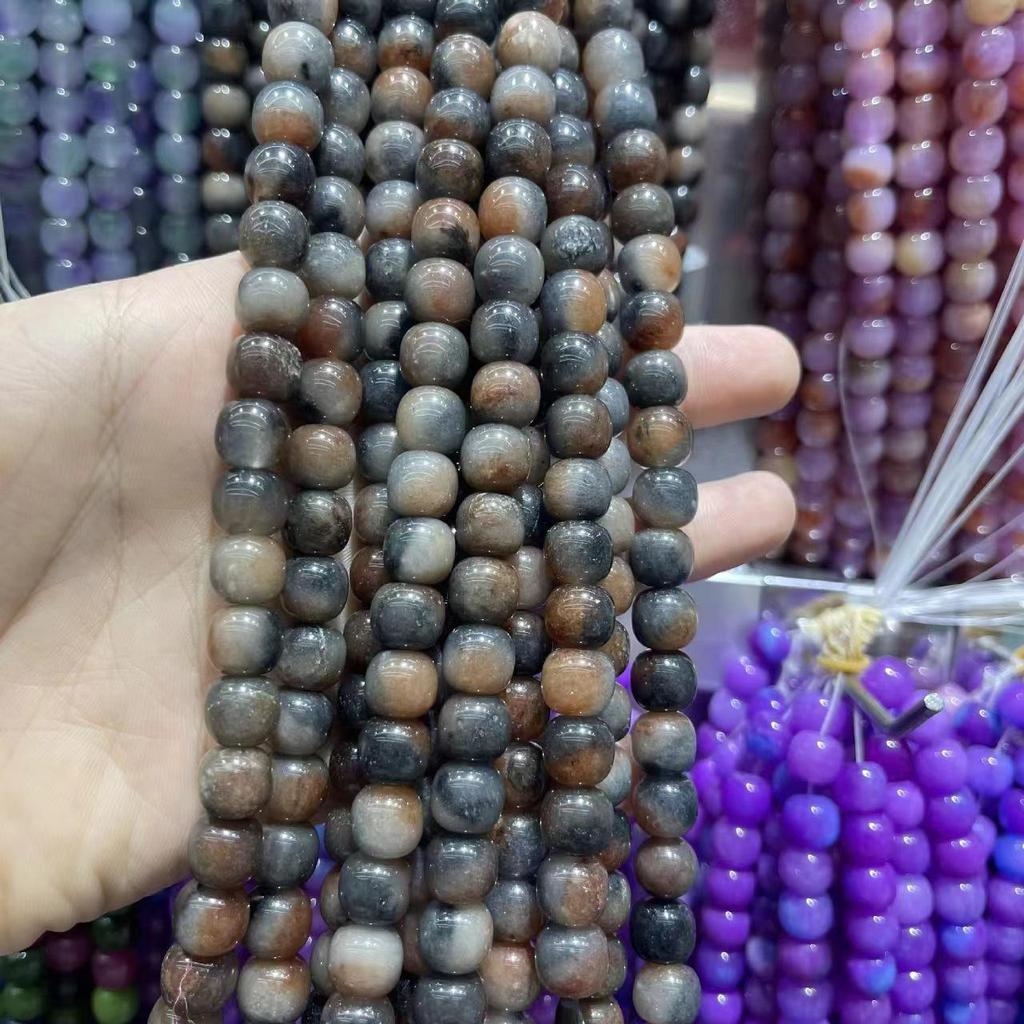 9x10 Natural Chalcedony Beads: Multicolor Morganite, Tourmaline, Amazonite Barrel Beads for DIY Jewelry