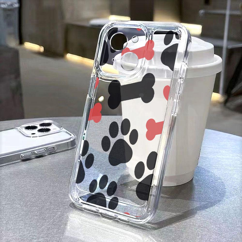 Paw Print Bone Pattern Phone Case for Xiaomi Redmi Note 15 14 13 12 11 10 9 8 7 Pro Plus Soft Shockproof Protective Cover