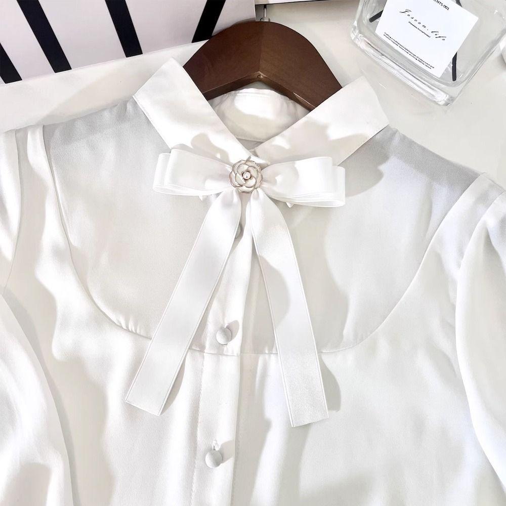 Rhinestone Shirt Brooch Simple Collar Texture Bowknot Accessories Bow Tie  School Student