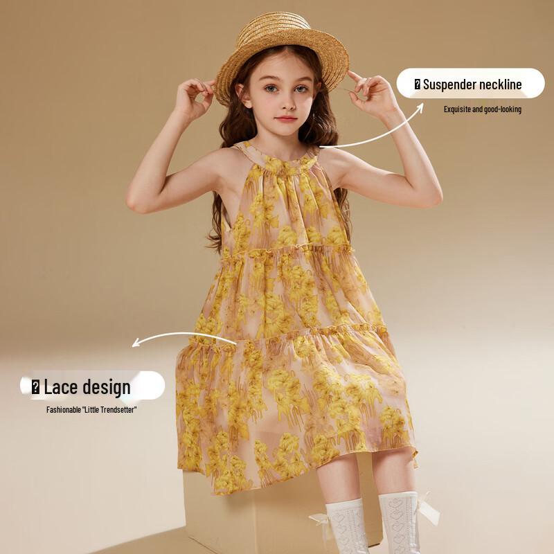 ASK JUNIOR Girls  Summer Floral Princess Sundress 170